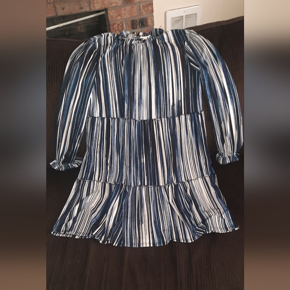 Lulumari Blue and White Striped Dress